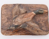 Mallard Drake Duck Wood Carving Vintage Belt Buckle - Artist Signed Jaqueline Stanfield