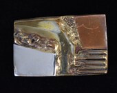1984 David Mills Bowman Handmade Abstract Brutalist Brass Vintage Belt Buckle