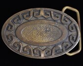 Southwestern Jagged Geometric Solid Brass Vintage Belt Buckle - BTS