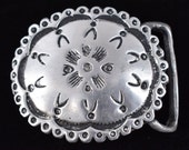 Pewter 1970s Concho Fixed Loop Vintage Belt Buckle - Billy Buckle