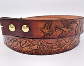 Vintage Genuine Leather Handmade Duck Flock Hunter Scene Belt CUSTOM SIZING maximum 52 quot