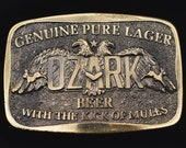 Ozark Beer Lager Kick of Mules 1970s Vintage Belt Buckle