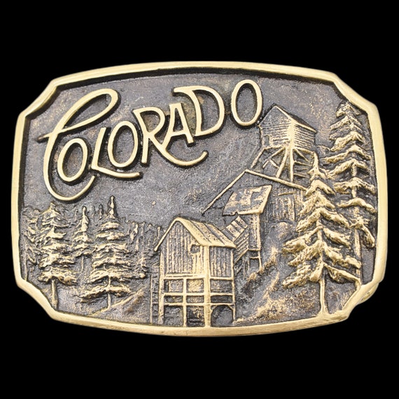 COLORADO Mine Mill Belt Buckle‎ Vintage 1976 Solid Brass Heritage Mint LTD. COLORADO Mine Mill Belt Buckle Vintage 1976 Solid Brass  main image 2
