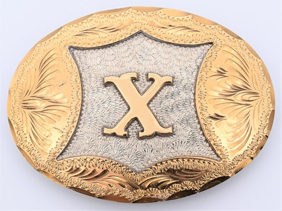 Letter X Name Initial Vintage Belt Buckle