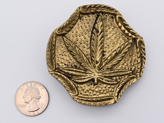 Solid Brass Marijuana Pot Leaf 1980s Vintage Belt… - image 3