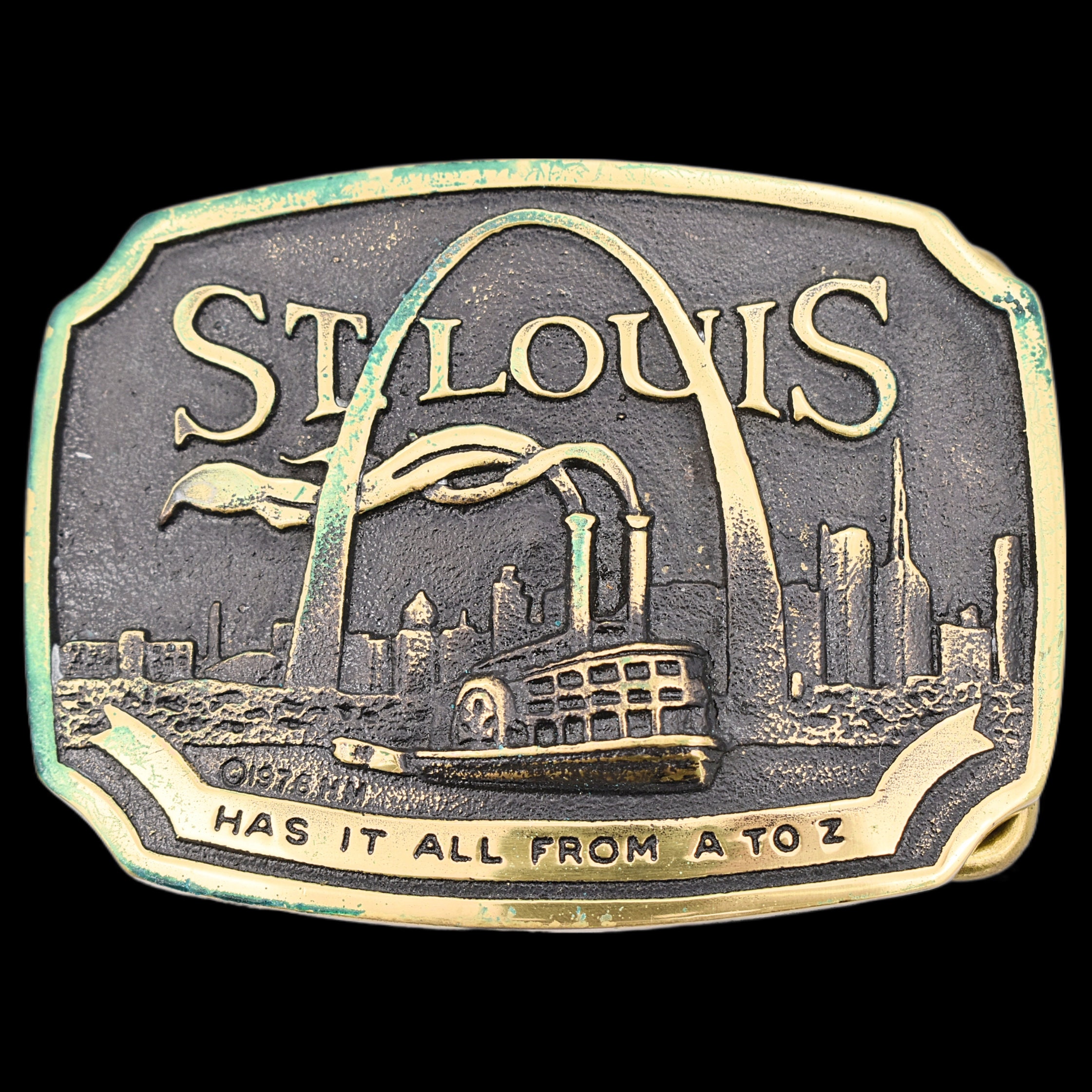 St. Louis Missouri Arch Solid Brass Vintage Belt Buckle