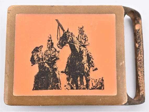 Masterworks Solid Brass Native Americans Horsebac… - image 1