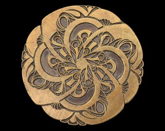 Spiral Kaleidoscope Art 1970s Vintage Belt Buckle by adezy