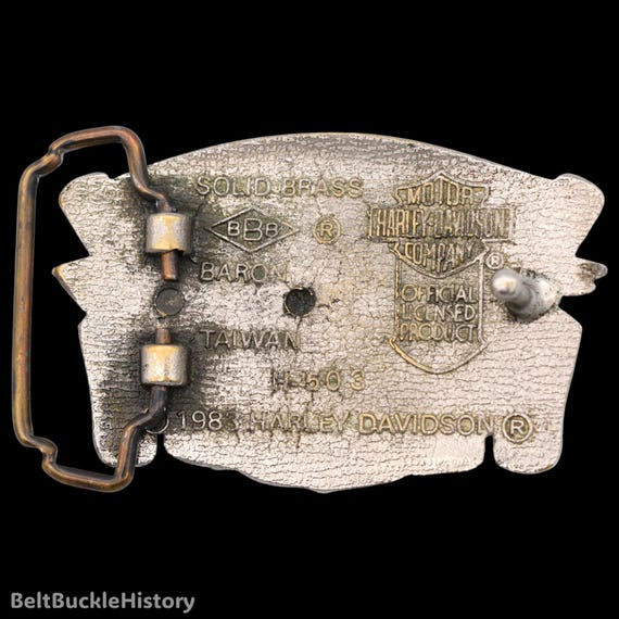 Distressed Solid Brass Harley Davidson Motorcycles USA Eagle Vintage Belt Buckle | Made Under Official Licensing Agreement by Baron [1983] View 4