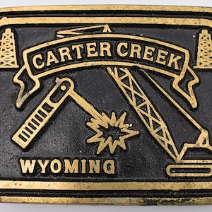 Carter Creek Coal Strip Mine Dragline Excavator Cable Shovel Wyoming Solid Brass Vintage Belt Buckle