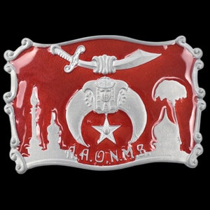 Shriner Masonic AAONMS Vintage Belt Buckle