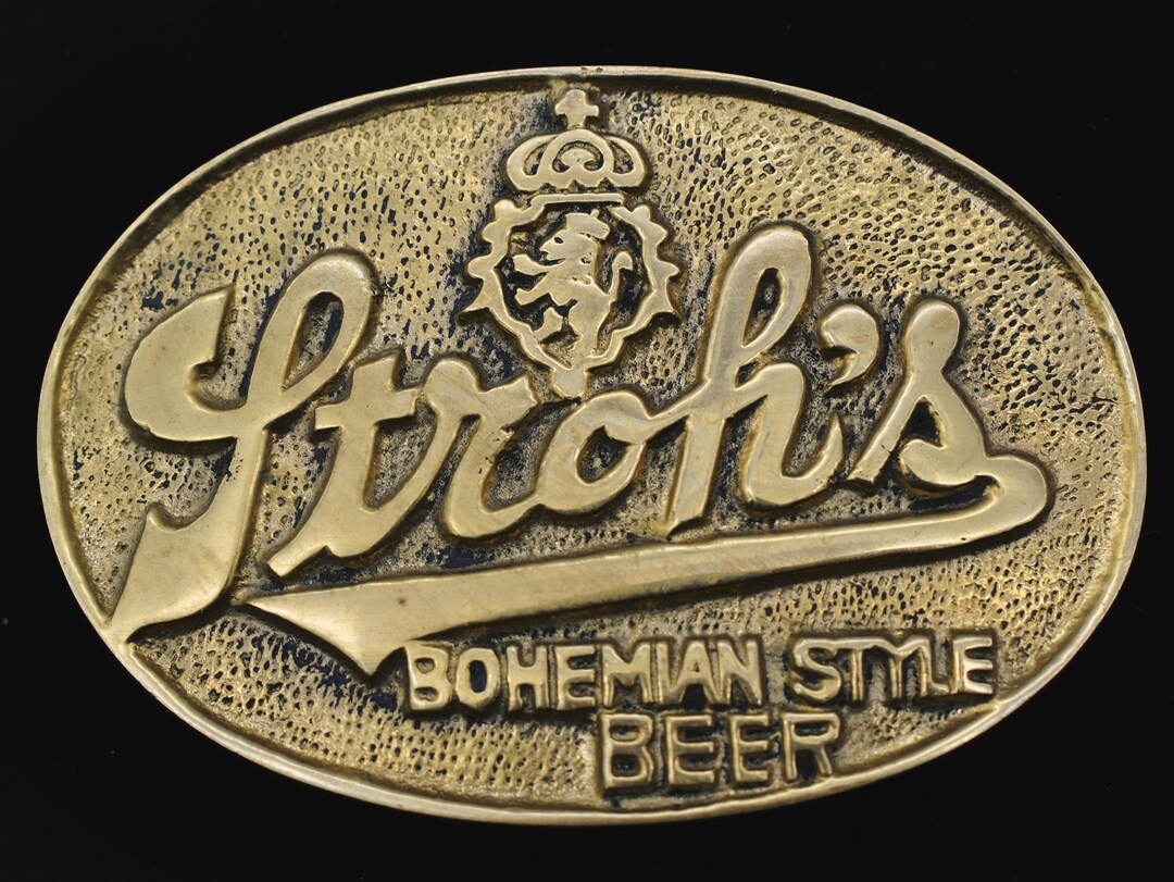 Stroh's Bohemian Style Beer Solid Brass Vintage Belt Buckle Etsy