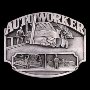 Auto Worker Mechanic Body Shop 1980s Vintage Belt Buckle