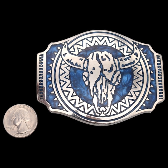 Buffalo Skull Silver Plated Solid Brass Western V… - image 3