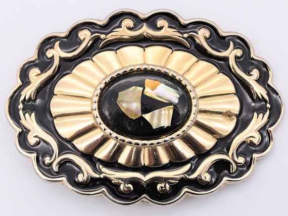 Abalone Shell Resin Centerpiece Vintage Belt Buck… - image 1