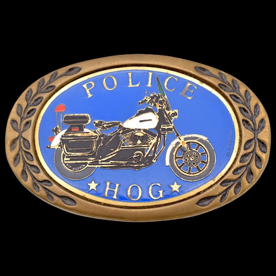 Police Hog Motorcycle Cop Solid Brass Vintage Bel… - image 1