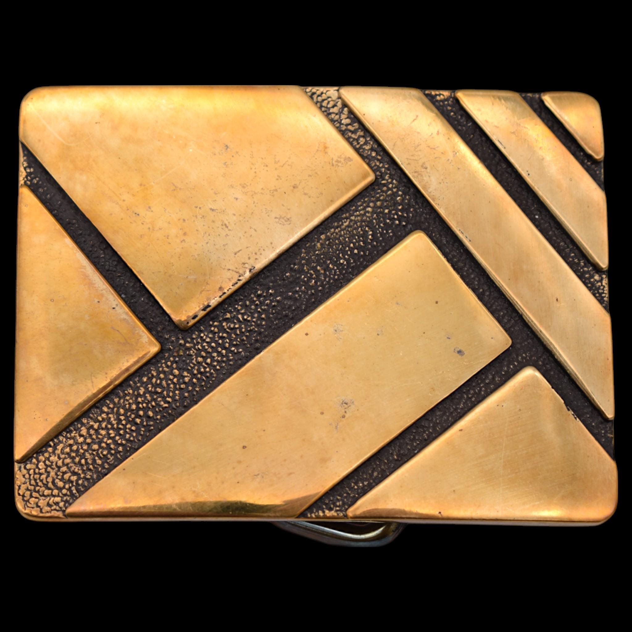 Vintage 70\'s - 80\'s Solid Brass Belt Buckle with Blk Epoxy Resin Abstract Nature Botanical Belt Buckle - Etsy main image 3