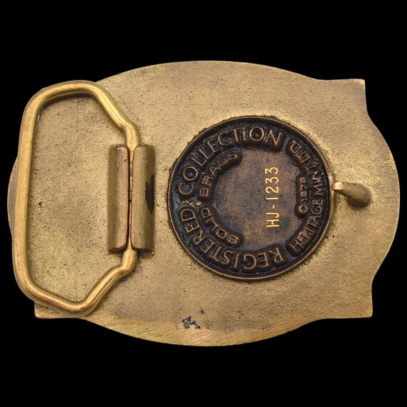 North Dakota Flag Seal Solid Brass Vintage Belt B… - image 3