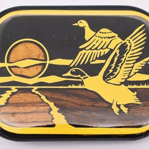 Wood Inlay Ducks Vintage Belt Buckle