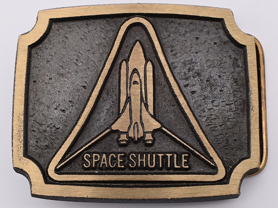 Solid Brass Space Shuttle Rocket Vintage Belt Buc… - image 1