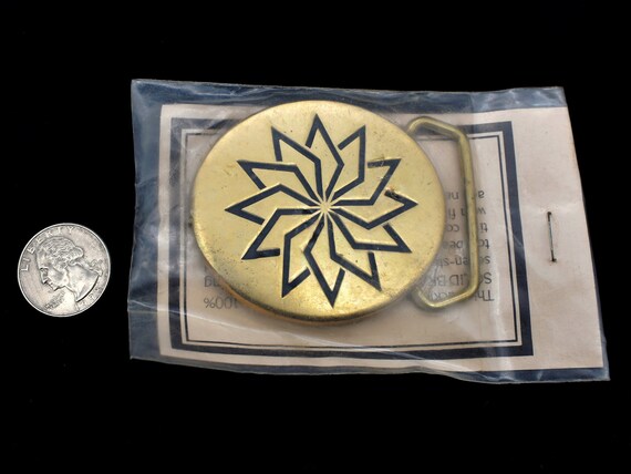 Solid Brass 1970s Pinwheel Spiral Southwestern Ab… - image 4