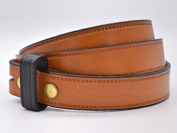 Vintage Genuine Leather Yellow Tan 1.25 Inch Belt… - image 1