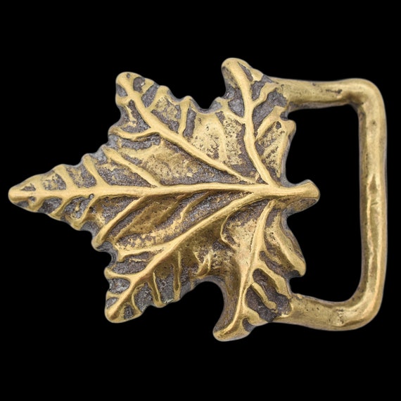 Solid Brass Maple Leaf 1970s Trinity Vintage Belt… - image 1