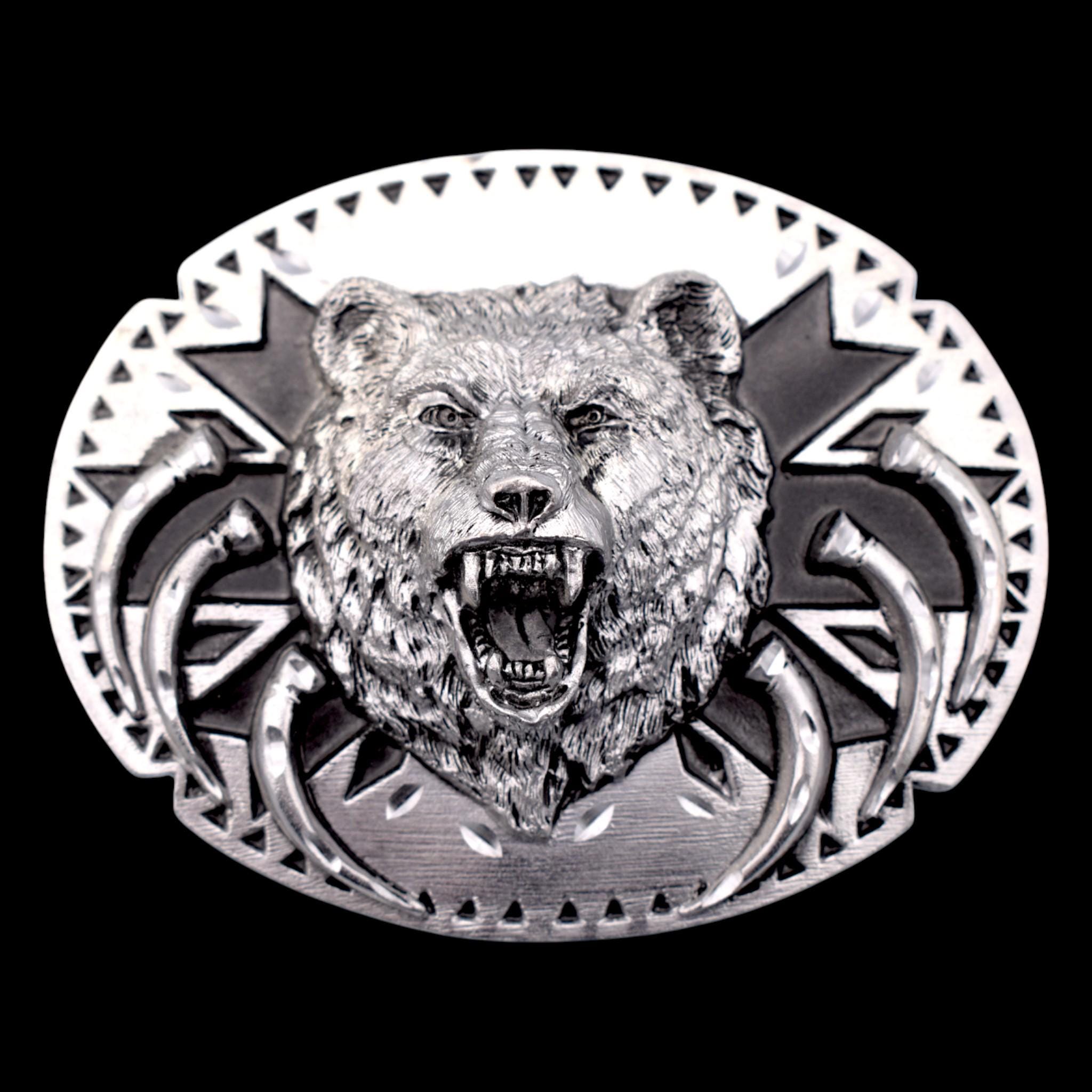 Siskiyou Vintage 1995 Bear Baw Silver Belt Buckle with Justin Leather Belt 30 Siskiyou Buckle Co - Etsy main image 3
