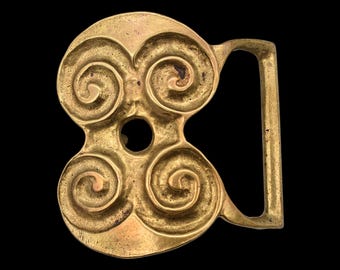 Duncan Laurie Vintage Unisex Solid Brass Modernist Belt Buckle Brass Abstract Handmade Artist D Duncan Laurie Hippie  main image 2