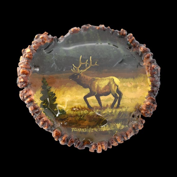 Elk Antler Painting Vintage Belt Buckle