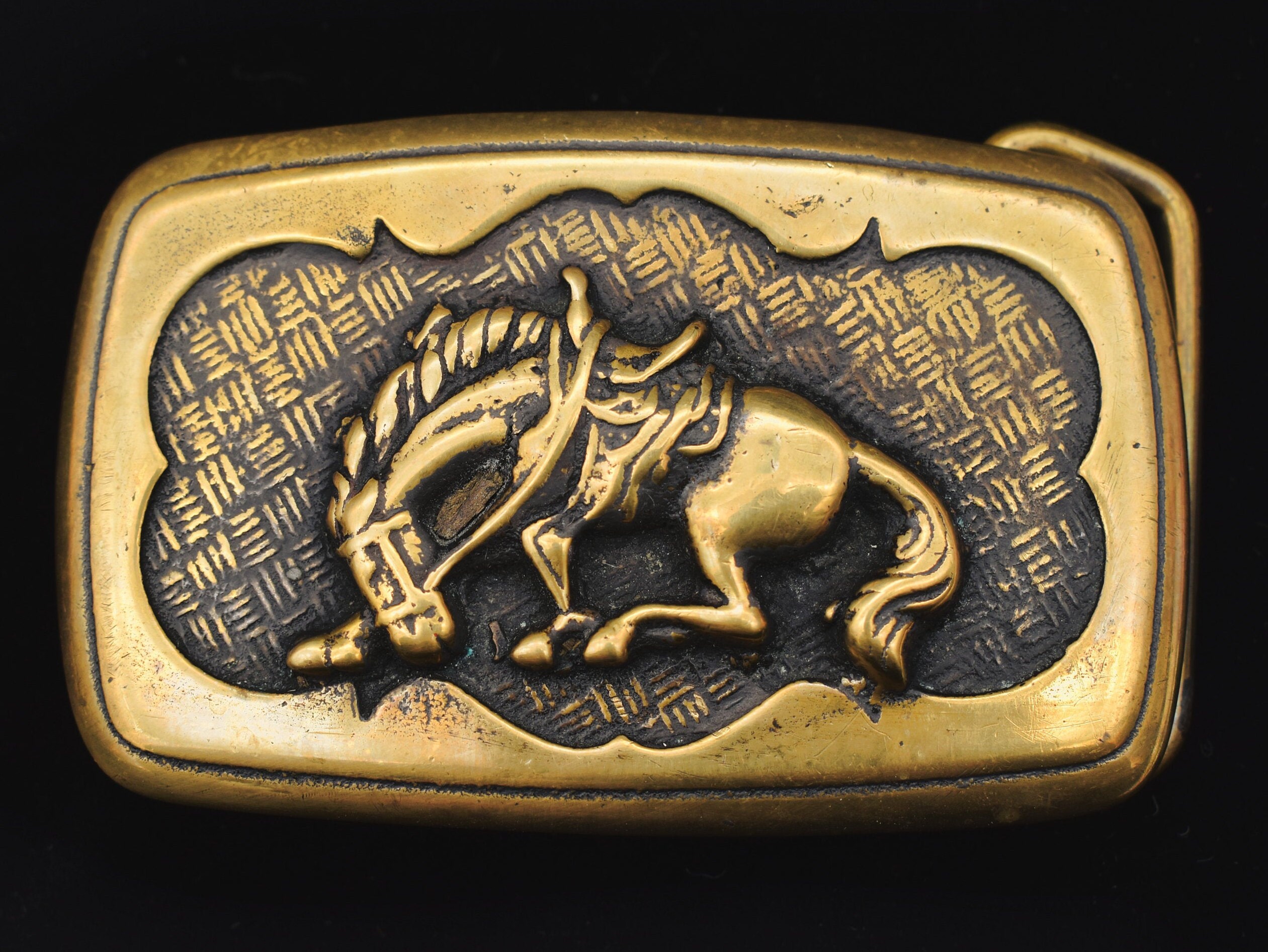 Montana Silversmiths Gold Dancing Horse Buckle Custom Silver Engraved Great !!! Montana Silversmith Buckle In Vintage Belt Buckles for sale  main image 4