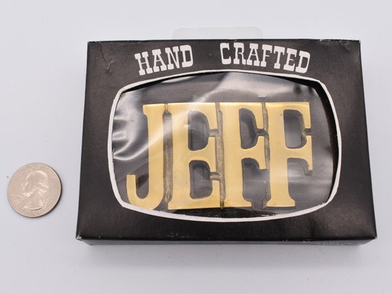 Jeff Name Solid Brass Vintage Belt Buckle - image 3