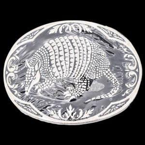 Armadillo Southwestern Silver Plated Solid Brass Vintage Belt Buckle