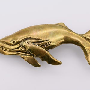 Stephen Burr Humpback Whale Handmade Solid Brass Vintage Belt Buckle