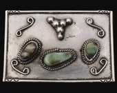 Sterling Silver Stone Paisley Droplet Vintage Belt Buckle