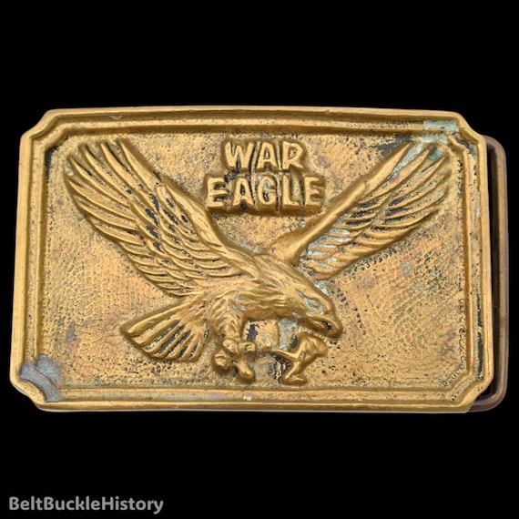 War Eagle US Army Solid Brass 1970s Vintage Belt Buckle