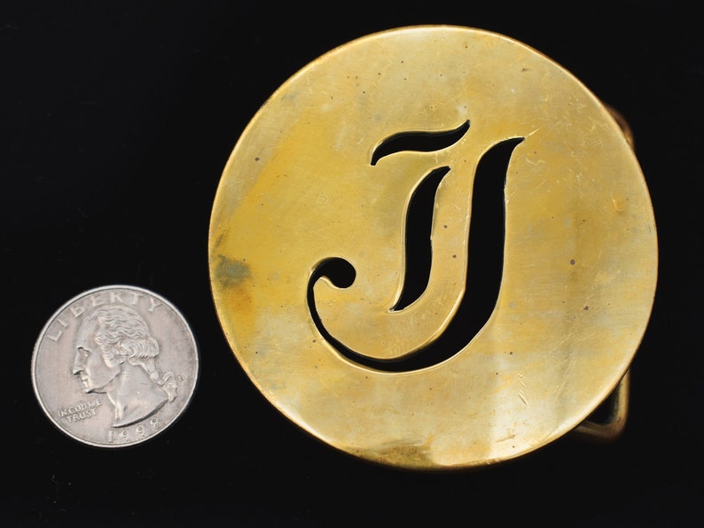 Solid Brass Letter J Vintage Belt Buckle Etsy