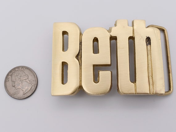 Beth Name Solid Brass Vintage Belt Buckle - image 3