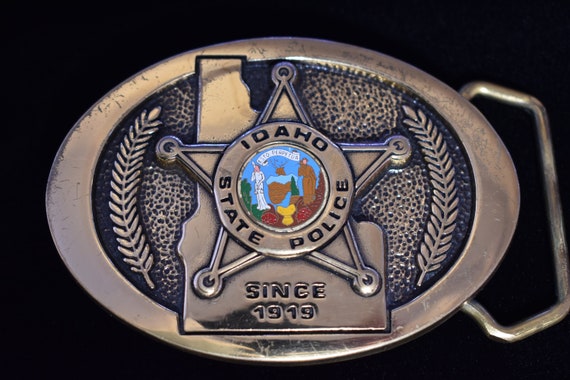 Solid Brass State Trooper Badge Belt Buckle