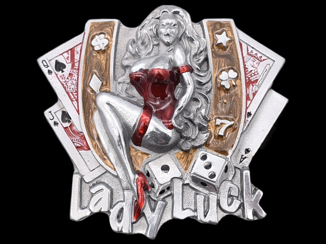 Lady Luck Gambler Horseshoe Cards Dice Belt Buckle Etsy