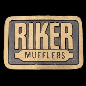 Riker Mufflers Solid Brass Vintage Belt Buckle