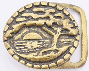 Solid 1970’s Brass Tree of Life Belt Buckle Vintage 1970s Brutalist Tree Of Life Brass Belt Buckle  main image 4