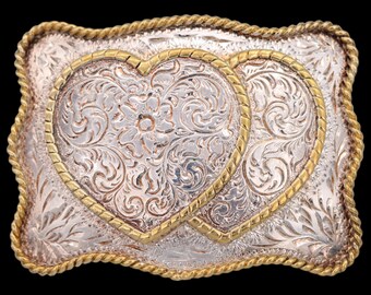 Engraved Hearts Western Award Design Medals Silversmith  display picture 1