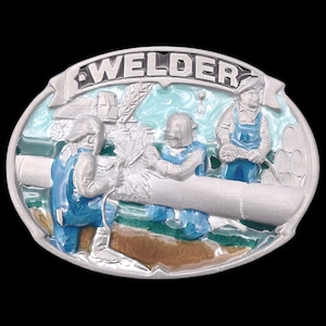Welder Torch Mask Pipeline Belt Buckle