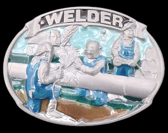 Welder Torch Mask Pipeline Belt Buckle