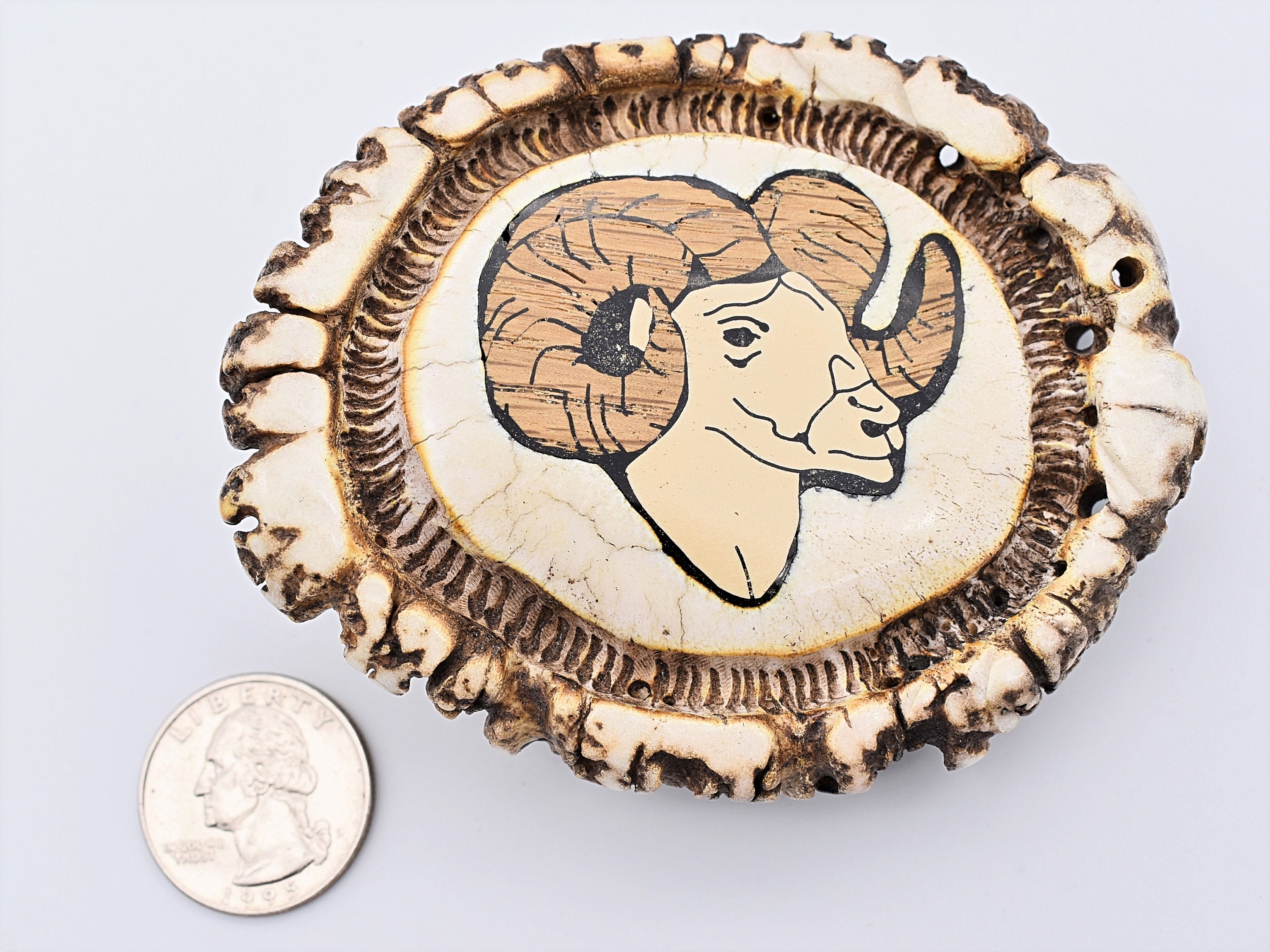 Vintage Signed Paquette Double Belt Buckle Sheep/Ram Horns Goldtone Interlocking Paquette Belt - Etsy main image 4
