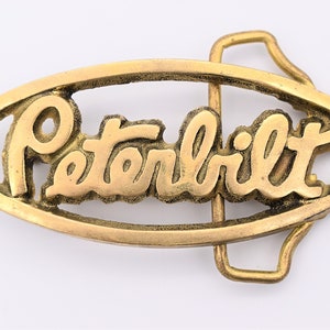Peterbilt Trucks Company Logo Brand 1970s Solid Brass Vintage Belt Buckle