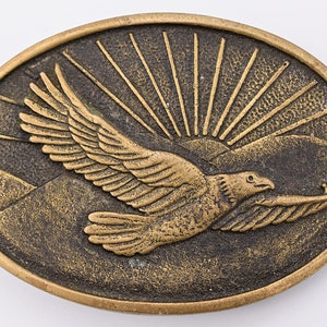 Flying Eagle Sunset Solid Brass Vintage Belt Buckle