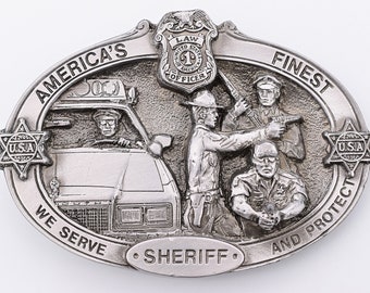 Sheriff America's Finest Serve & Protect Vintage Belt Buckle