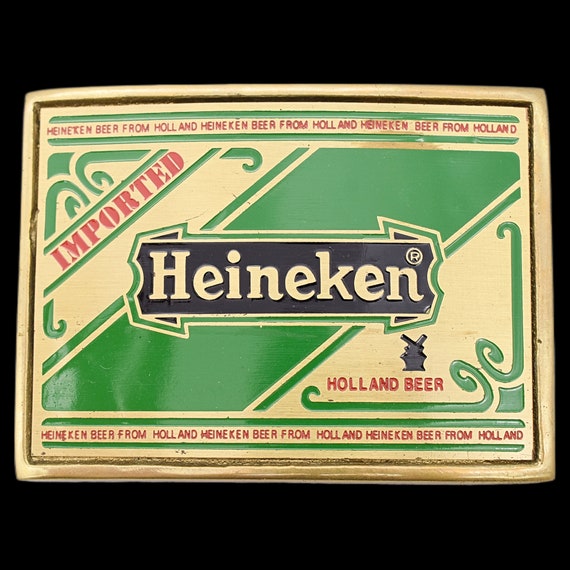 Heineken Beer Solid Brass 1970s Vintage Belt Buck… - image 1